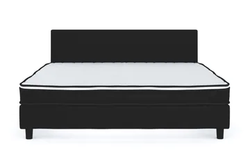 Billingen Komplett Sängpaket – Kontinentalsäng 180x200 cm i Tyg med Sänggavel + Bäddmadrass med Fasthetsgrad Medium - Svart - Möbler - Säng - Enkelsäng