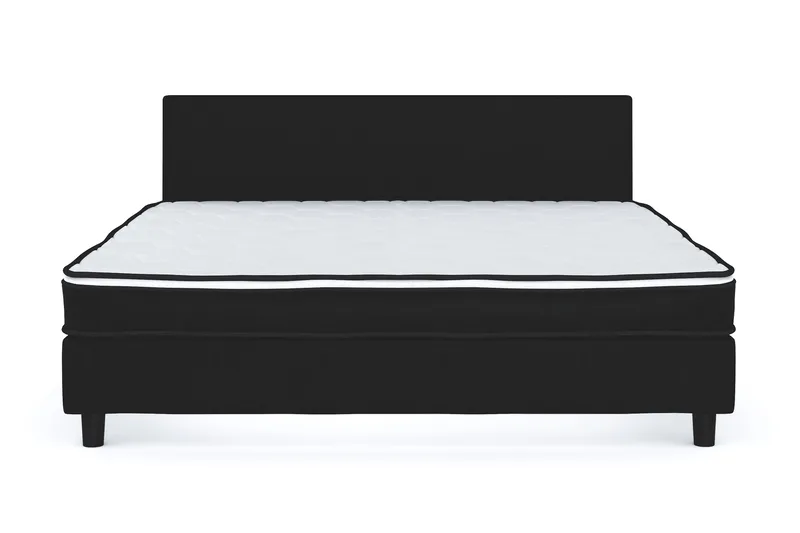 Billingen Komplett Sängpaket – Kontinentalsäng 180x200 cm i Tyg med Sänggavel + Bäddmadrass med Fasthetsgrad Medium - Svart - Möbler - Säng - Enkelsäng
