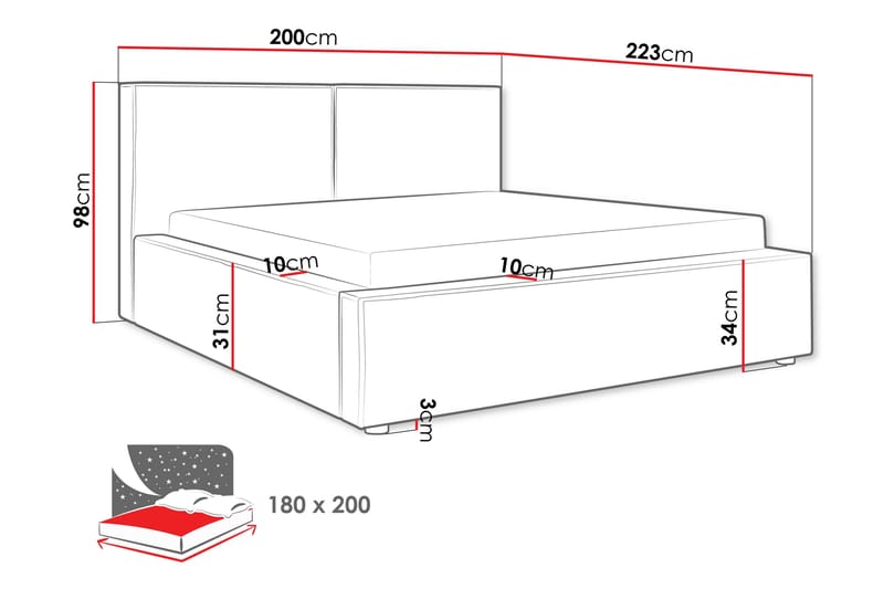Bizantine Förvaringssäng 180x200 cm - Vit - Möbler - Säng - Sängar med förvaring