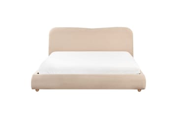 Blagnac Sängram med Förvaring i Bouclétyg med Sänggavel med Fasthetsgrad - Beige - Möbler - Säng - Sängram & sängstomme