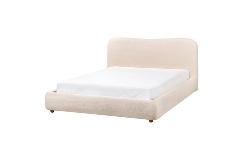 Blagnac Sängram med Förvaring i Bouclétyg med Sänggavel med Fasthetsgrad - Beige - Möbler - Säng - Sängram & sängstomme