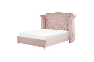 Bode Mjuk Sängram 180x200 cm i Sammet med Sänggavel - Rosa - Möbler - Säng - Sängram & sängstomme