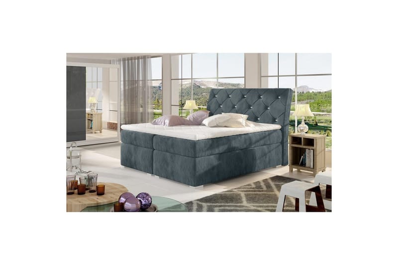 Box Spring Eltap Balvin - 160x200 cm, Paros 06, Mörkgrå - Möbler - Säng - Kontinentalsäng