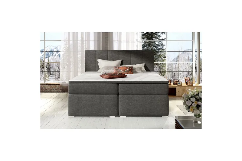 Boxspring Eltap Bolero, Sawana 05, Mörkgrå, 140x200 cm