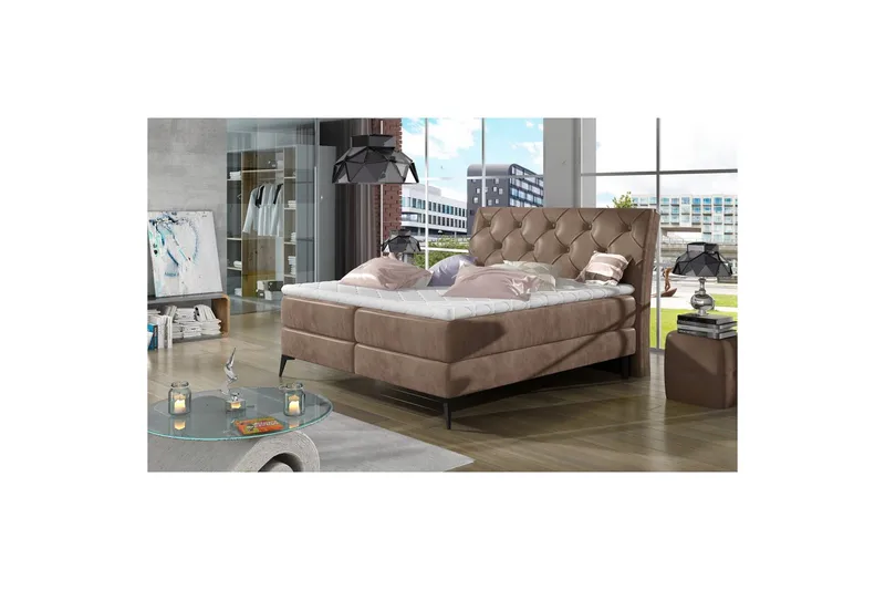 Boxspring Eltap Laos, Monolith 09, Ljusbrun, 180x200 cm