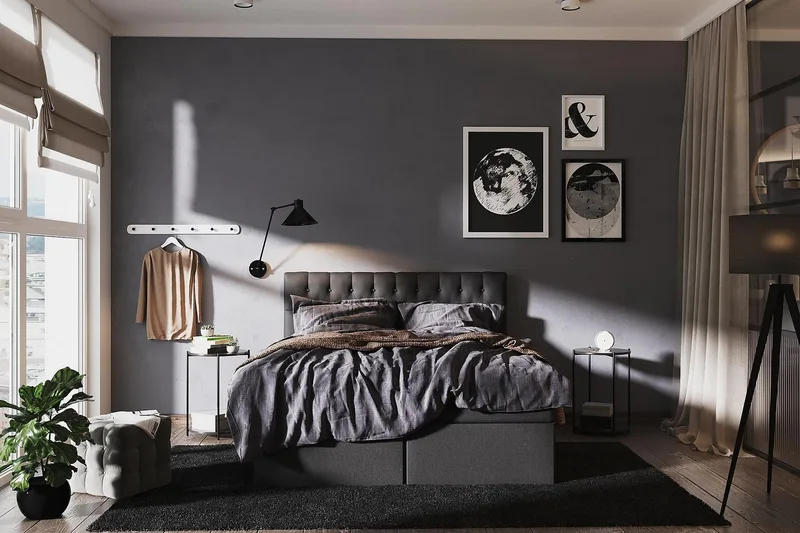 Boxy Box Bed 160x200 cm - Svart/Grå - Möbler - Säng - Enkelsäng