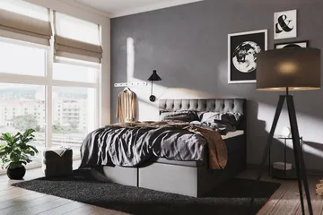 Boxy Box Bed 160x200 cm - Svart/Grå - Möbler - Säng - Enkelsäng