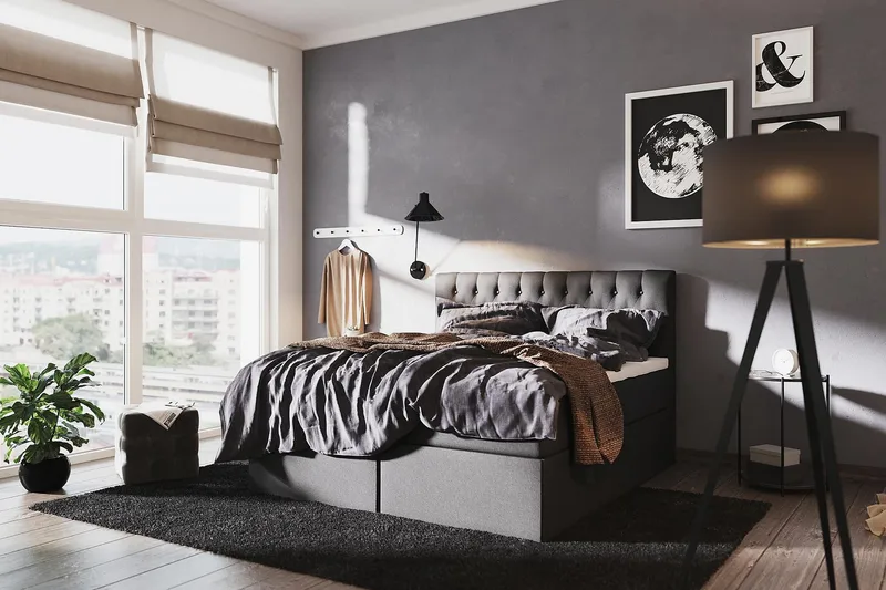Boxy Box Bed 160x200 cm - Svart/Grå - Möbler - Säng - Enkelsäng