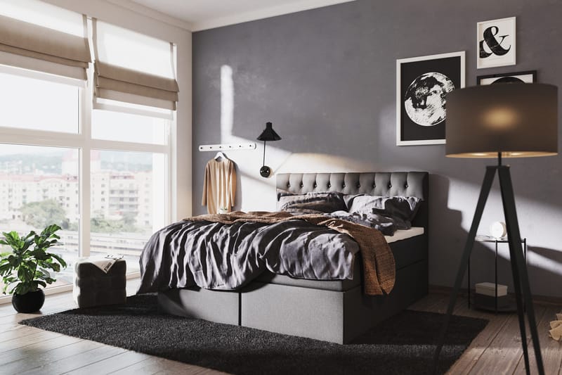 Boxy Komplett Sängpaket Box Bed 180x200 cm - Svart/Grå - Möbler - Säng - Komplett sängpaket