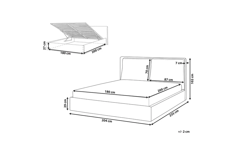 Braylon Sängram 180x200 cm - Beige - Möbler - Säng - Sängram & sängstomme