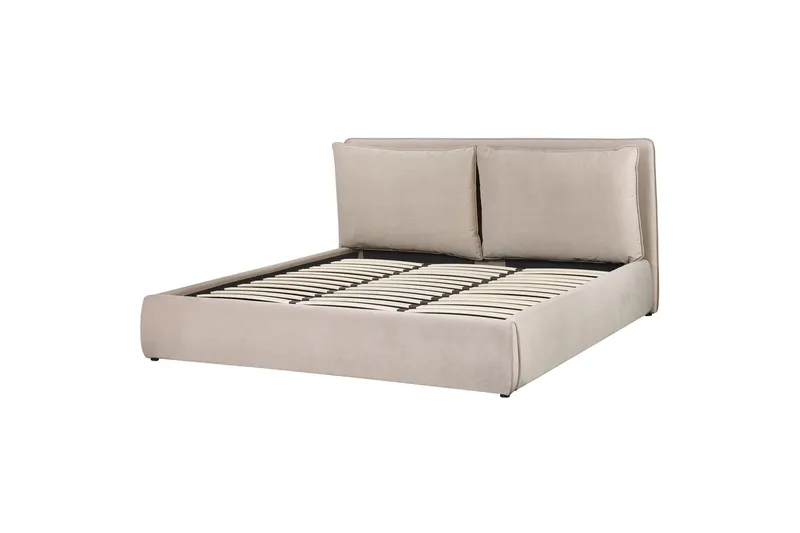 Braylon Sängram 180x200 cm i Sammet med Förvaring och Sänggavel, Beige