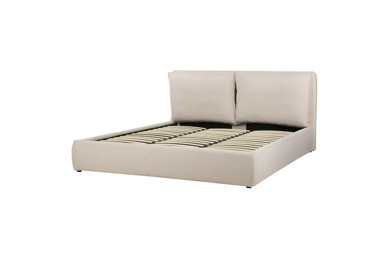 Braylon Sängram 180x200 cm i Tyg med Förvaring och Sänggavel, Beige