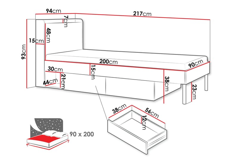 Buhan Sängram 90x200 cm - Beige/Brun - Möbler - Säng - Sängram & sängstomme