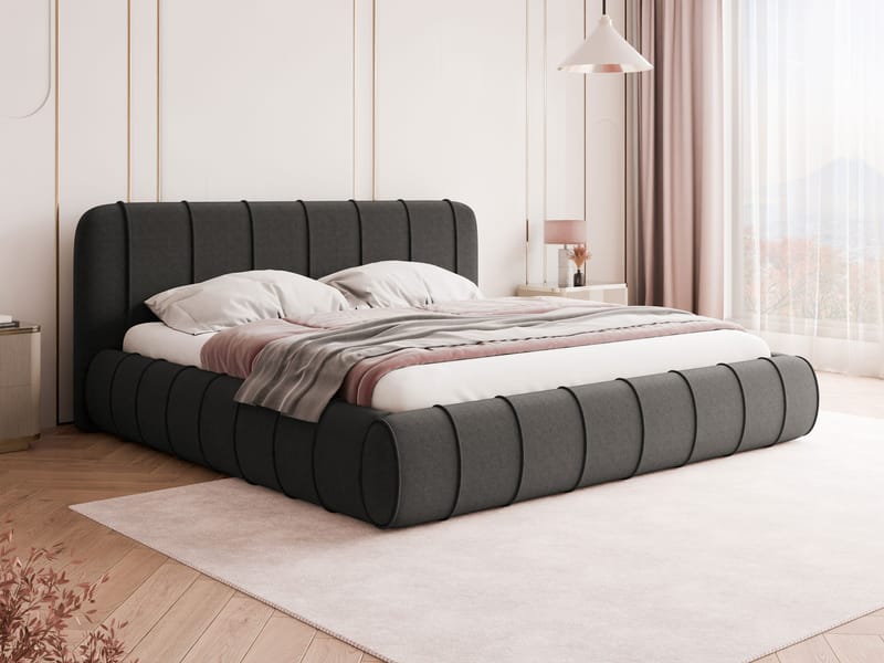 Calrosin Sängram 160x200 cm med Förvaring - Grå - Möbler - Säng - Sängram & sängstomme