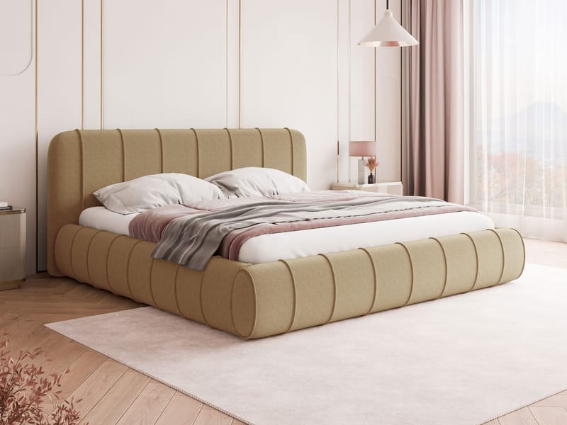 Calrosin Sängram 160x200 cm med Förvaring - Mörkbeige - Möbler - Säng - Sängram & sängstomme