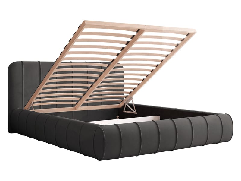 Calrosin Sängram 160x200 cm med Förvaring - Mörkbeige - Möbler - Säng - Sängram & sängstomme