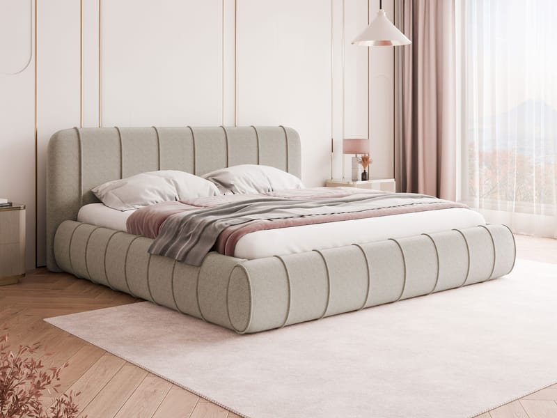 Calrosin Sängram 200x200 cm med Förvaring - Beige - Möbler - Säng - Sängram & sängstomme