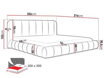 Calrosin Sängram 200x200 cm med Förvaring - Rosa - Möbler - Säng - Sängram & sängstomme