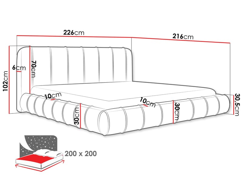 Calrosin Sängram 200x200 cm med Förvaring - Rosa - Möbler - Säng - Sängram & sängstomme