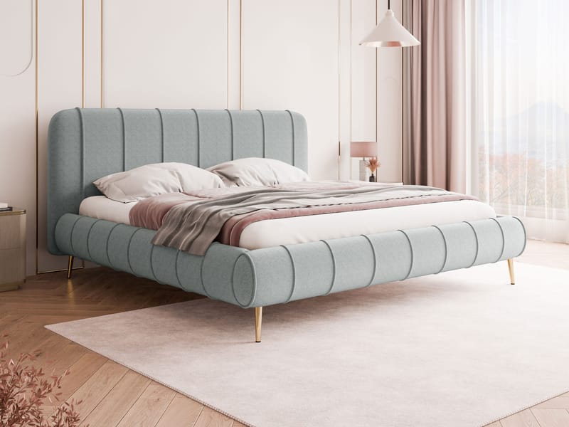 Calrosin Sängram på ben 200x200 cm med Förvaring - Ljusgrå - Möbler - Säng - Sängram & sängstomme