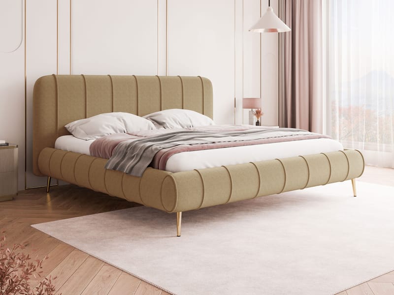 Calrosin Sängram på ben 200x200 cm med Förvaring - Mörkbeige - Möbler - Säng - Sängram & sängstomme