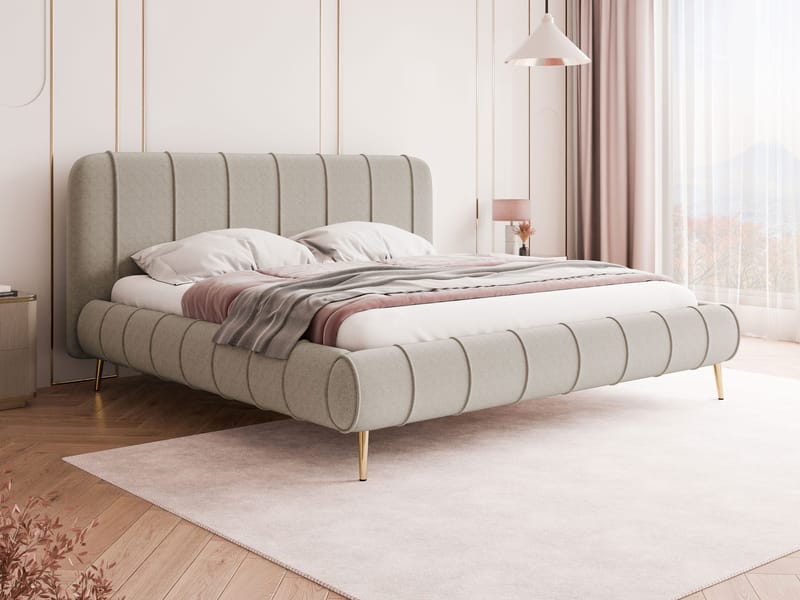 Calrosin Sängram på ben 160x200 cm med Förvaring - Beige - Möbler - Säng - Sängram & sängstomme