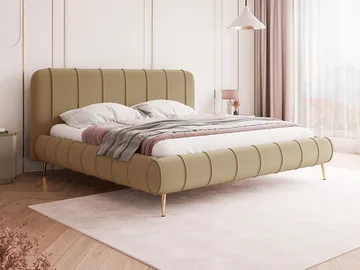 Calrosin Sängram på ben 140x200 cm med Förvaring - Mörkbeige - Möbler - Säng - Sängram & sängstomme