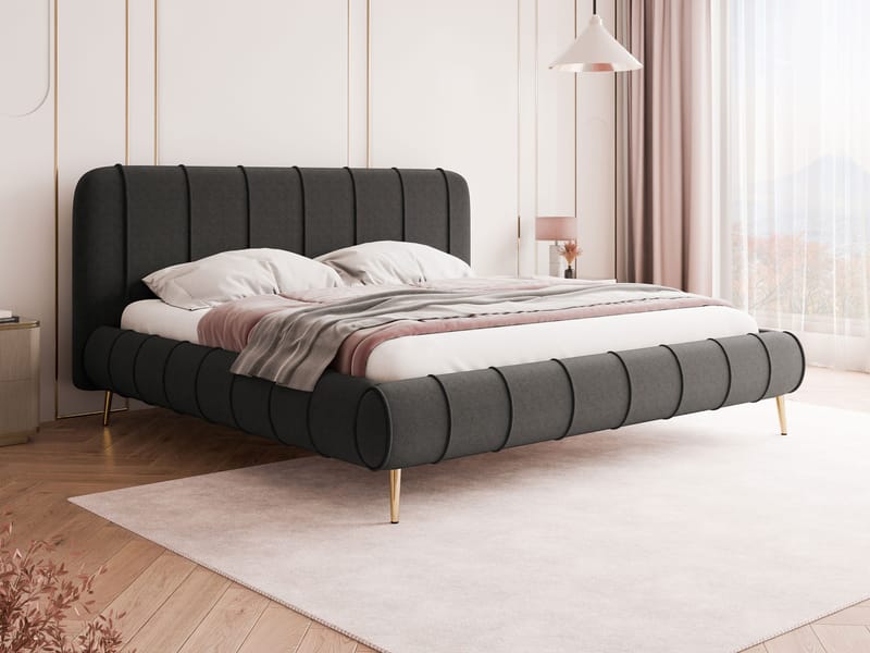 Calrosin Sängram på ben 200x200 cm med Förvaring - Grå - Möbler - Säng - Sängram & sängstomme