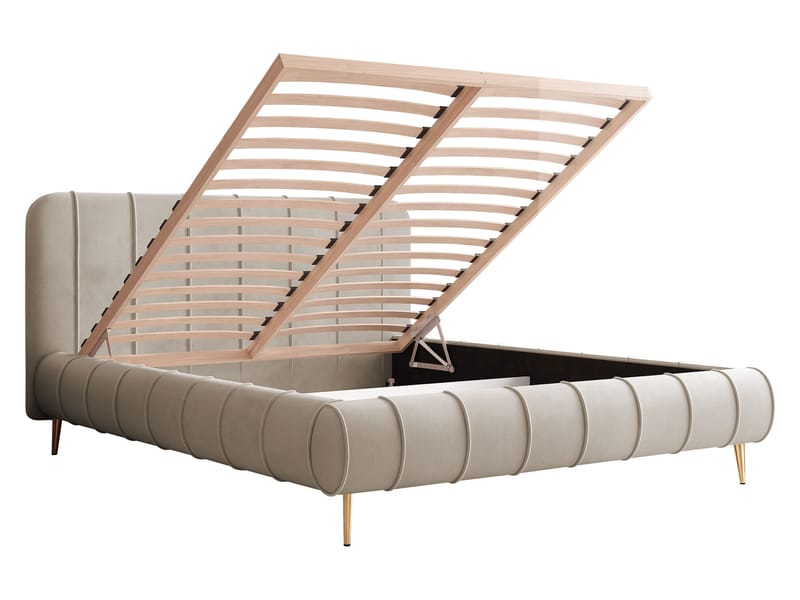 Calrosin Sängram på ben 200x200 cm med Förvaring - Mörkbeige - Möbler - Säng - Sängram & sängstomme