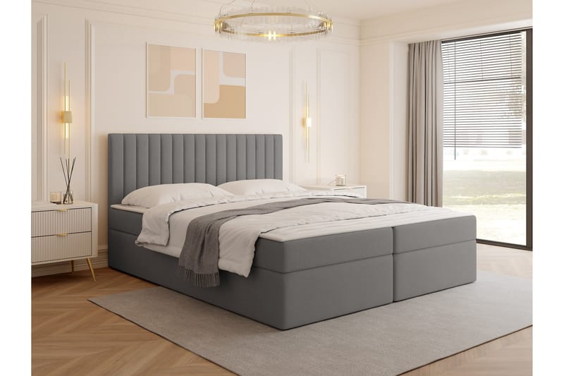 Calrosor Sängpaket Kontinentalsäng med Förvaring 160x200 cm - Grå - Möbler - Säng - Komplett sängpaket