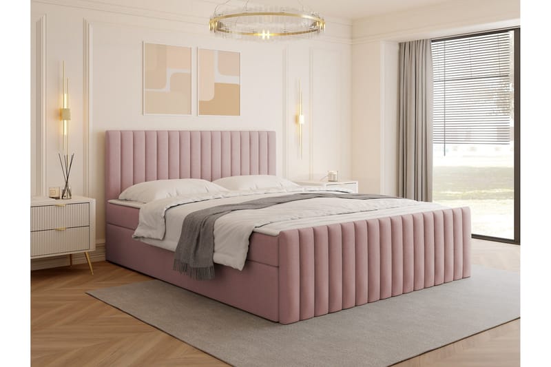 Calrosor Sängpaket Kontinentalsäng med Förvaring 160x200 cm - Rosa - Möbler - Säng - Komplett sängpaket