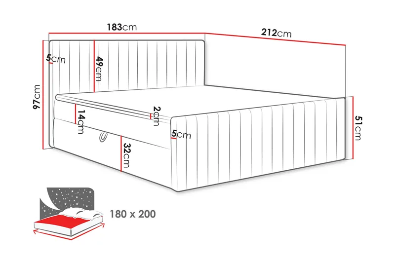 Calrosor Sängpaket Kontinentalsäng med Förvaring 180x200 cm - Blå - Möbler - Säng - Komplett sängpaket