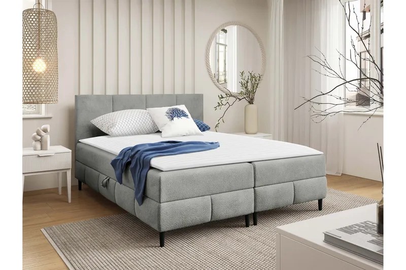 Celestine Förvaringssäng 200x200 cm - Grå - Möbler - Säng - Komplett sängpaket