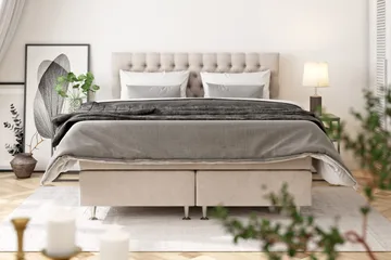 Celine Kontinentalsäng 210x210cm - Beige/Sammet - Möbler - Säng - Komplett sängpaket