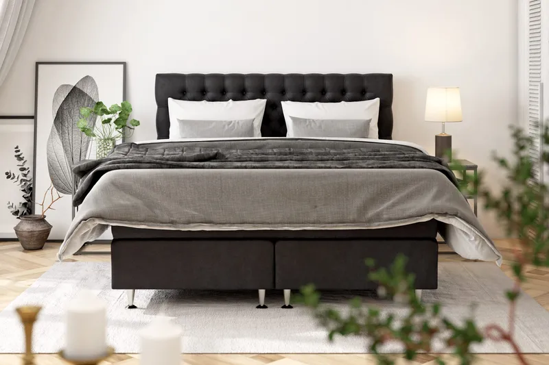 Celine Sängpaket 210x210cm - Svart/Sammet - Möbler - Säng - Kontinentalsäng