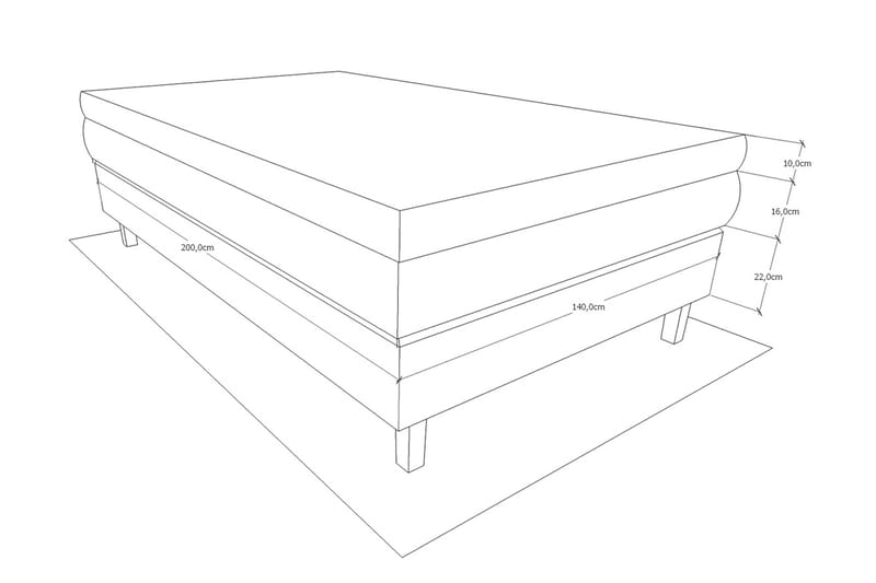 Charleston Kontinentalsäng 140x200 Fast Polyeterskum - Svart - Möbler - Säng - Kontinentalsäng