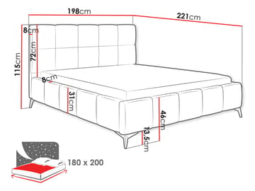 Cinerea Sängram med förvaring 180x200 cm - grå - Möbler - Säng - Sängram & sängstomme