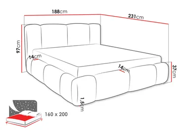 Cirencester Sängram med förvaring 160x200 cm - grå - Möbler - Säng - Sängram & sängstomme