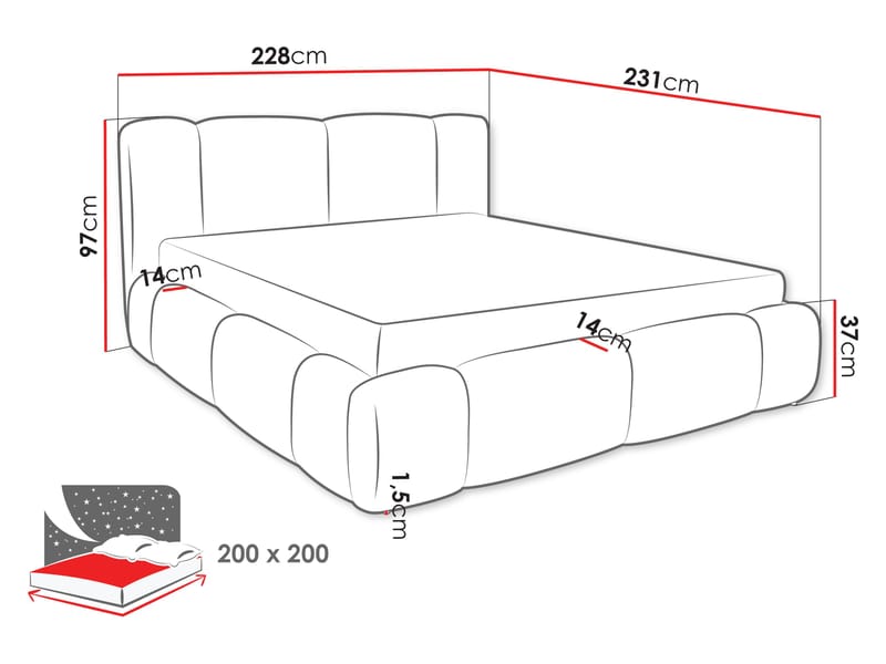 Cirencester Sängram med förvaring 200x200 cm - Möbler - Säng - Sängram & sängstomme