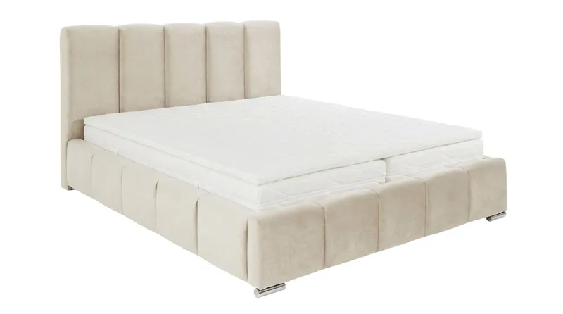 Cleaton Sängram 180x200 cm med Förvaring HVILA Resårmadrass och Bäddmadrass i Memoryskum med Tvättbar klädsel - Beige - Möbler - Säng - Komplett sängpaket
