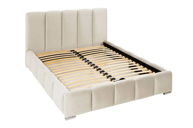 Cleaton Sängram 180x200 cm med Förvaring HVILA Resårmadrass och Bäddmadrass i Memoryskum med Tvättbar klädsel - Beige - Möbler - Säng - Komplett sängpaket