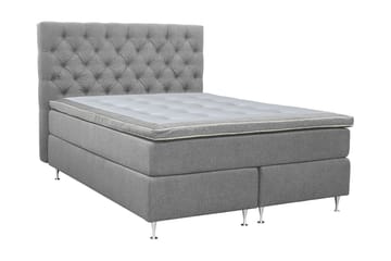 Coral Komplett Sängpaket – Kontinentalsäng 140x200 cm i Tyg med Sänggavel + Bäddmadrass - Grå - Möbler - Säng - Komplett sängpaket