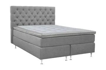 Coral Komplett Sängpaket – Kontinentalsäng 180x200 cm i Tyg med Sänggavel + Bäddmadrass - Grå - Möbler - Säng - Komplett sängpaket