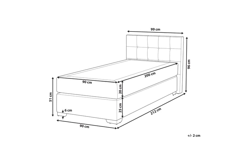 Denae Kontinentalsäng 90x200 cm - Grå/Silver - Möbler - Säng - Enkelsäng