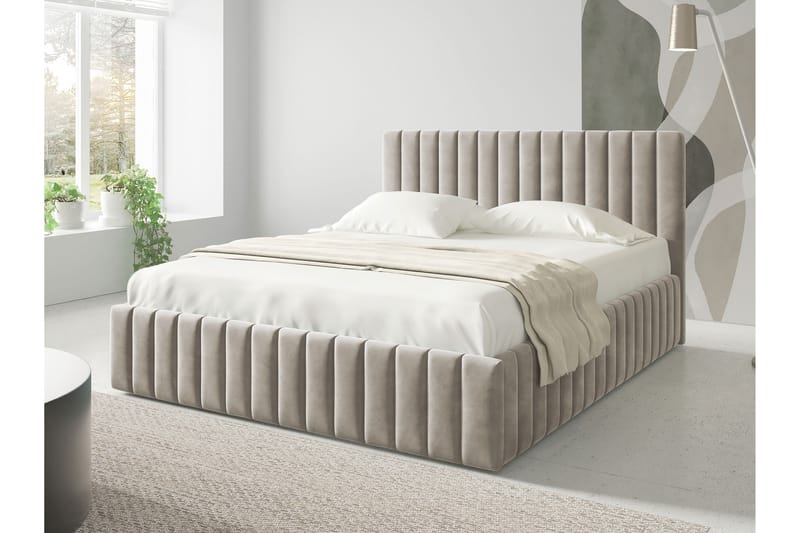 Desio Förvaringssäng 140x200 cm - Beige - Möbler - Säng - Sängram & sängstomme