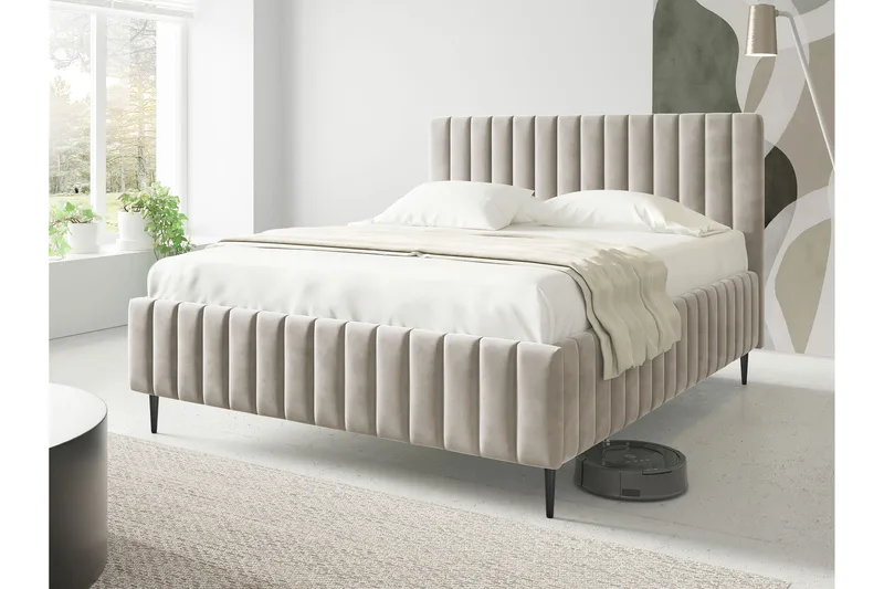 Desio Förvaringssäng 160x200 cm - Beige - Möbler - Säng - Sängram & sängstomme