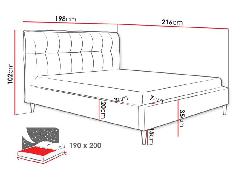 Deyros Sängram 180x200 cm - grå - Möbler - Säng - Sängram & sängstomme