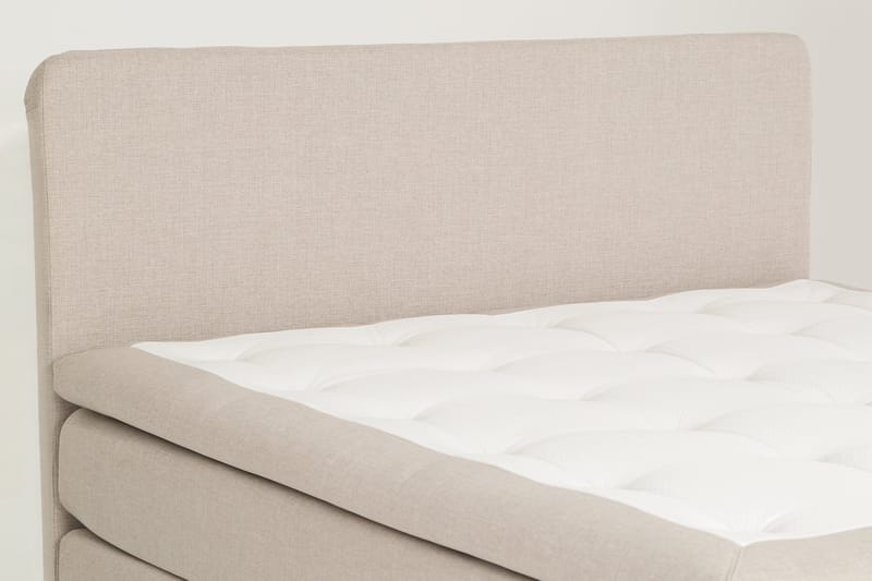 Dolly Komplett Sängpaket – Kontinentalsäng 160x200 cm i Tyg med Sänggavel + Bäddmadrass med Fasthetsgrad Medium - Beige - Möbler - Säng - Kontinentalsäng