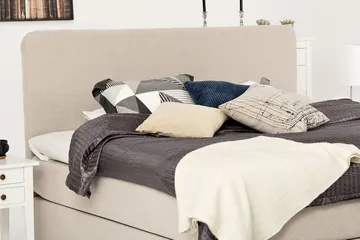 Dolly Komplett Sängpaket – Kontinentalsäng 160x200 cm i Tyg med Sänggavel + Bäddmadrass med Fasthetsgrad Medium - Beige - Möbler - Säng - Kontinentalsäng