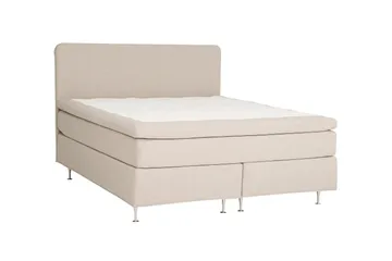 Dolly Komplett Sängpaket – Kontinentalsäng 160x200 cm i Tyg med Sänggavel + Bäddmadrass med Fasthetsgrad Medium - Beige - Möbler - Säng - Kontinentalsäng